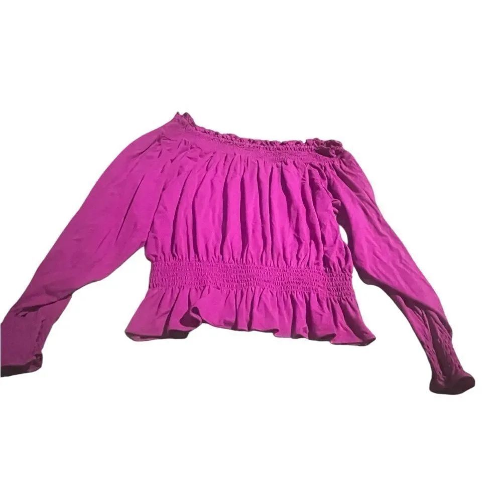 Lauren Vibrant Pink Off-Shoulder Blouse size large like new